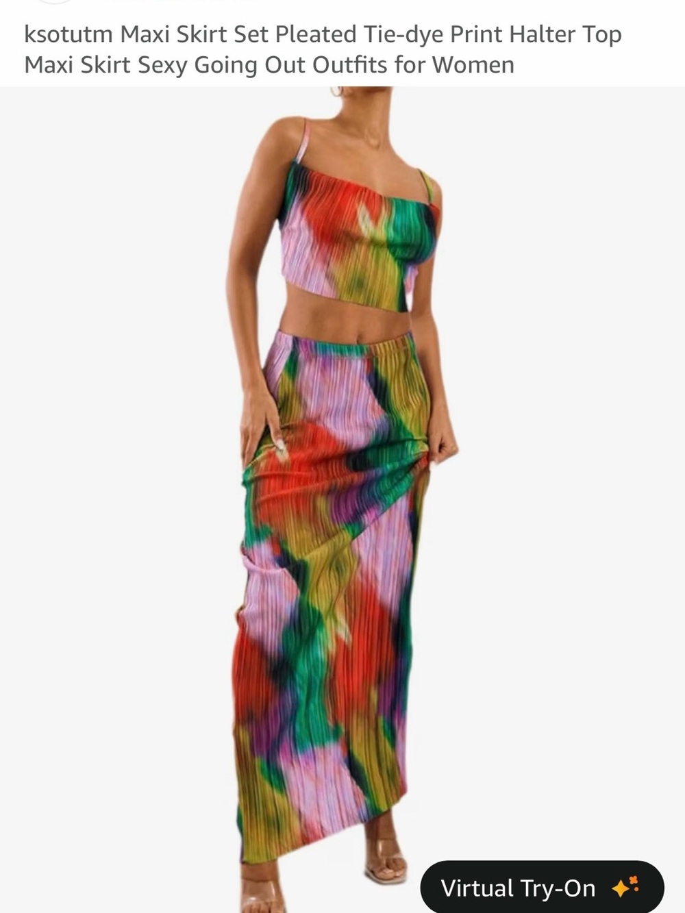 Women’s Tie-Dye Pleated Maxi Skirt – Multicolor - brand new never worn
